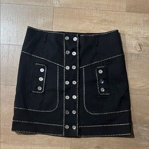 Per Se Black Mini Skirt with Button Detail size 14